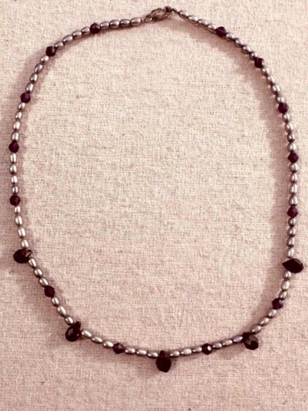Lord & Taylor | Necklace | Freshwater Pearl with Garnet Stations Necklace - Picture 6 of 6